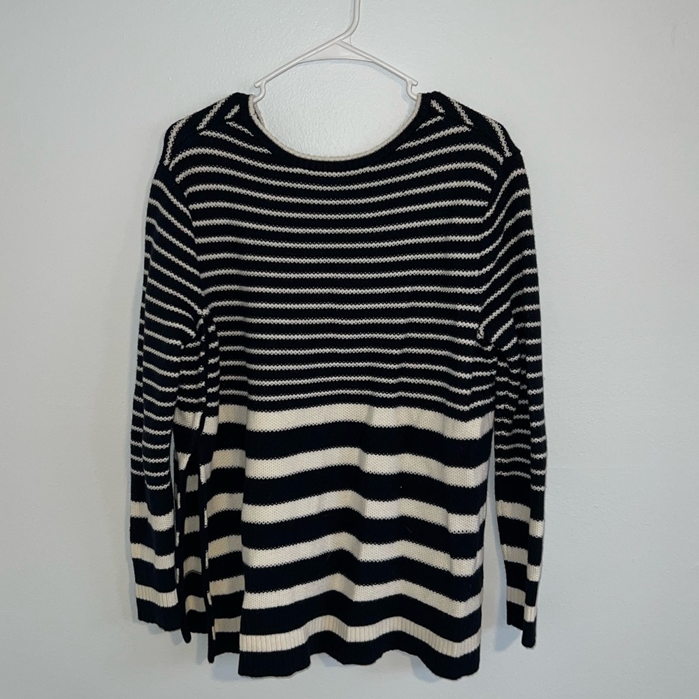 Athleta Navy Striped Split Sweater - image 4